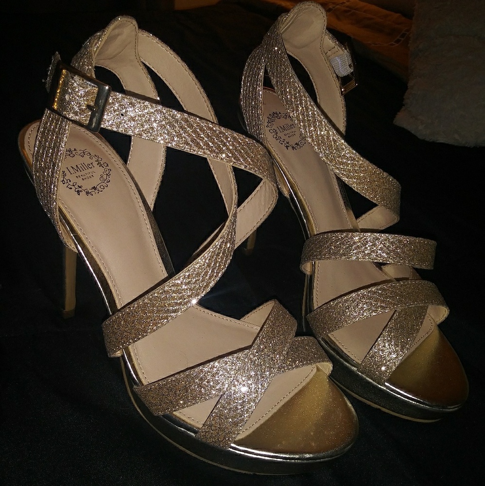 I. Miller gold strap high heels